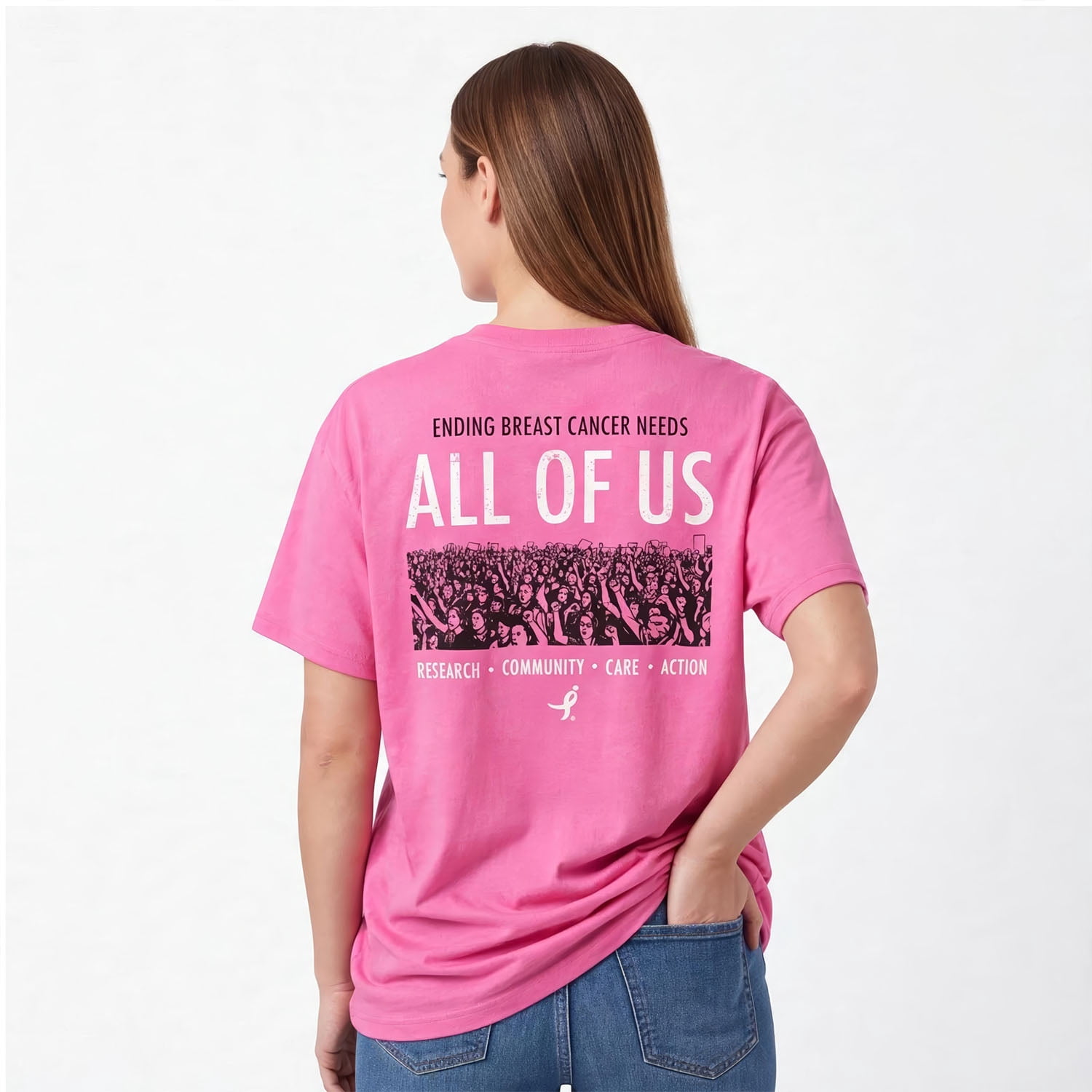SUSAN G KOMEN MEN'S ALL OF US CROWD MENS SGK SHORT SLEEVE TEE, BREAST CANCER AWARENESS SHIRT, SIZES XS-3XL