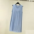 thumbnail image 4 of Night Gowns for Women Cotton New Nightgown for Women Loose Sleeveless Pleated Sleep Dress Summer Lightweight Round Neck Comfy Nightdress, 4 of 5