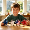 thumbnail image 2 of American Independence Day Wooden Figurine Patriotic Creative Craft Decorative Red White Blue Memorial Day Accent 4th of July Decorations for Festive Holiday Tabletop Home Office Display, 2 of 9