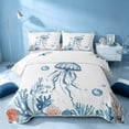 thumbnail image 2 of Erosebridal Coastal Jellyfish Twin Quilt Set, Ocean Wildlife Twin Coverlet Set, Reversible 2 Pieces, 1 Bedspread and 1 Pillowcase, 2 of 7