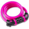 thumbnail image 3 of Bicycle Lock with 5-Digit Code, 1.2m Long, Combination Lock Wheel with Cable, Very Light, Safety Wheel Lock for Bicycles, Mountain Bikes and Scooters with Pink Bracket, 3 of 7