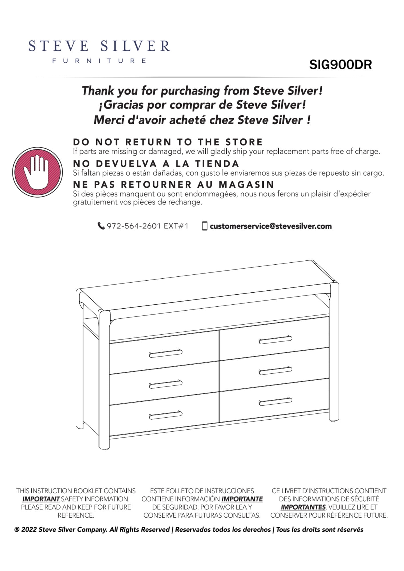 Steve Silver Sigmund Sable Brown 6 Drawer Dresser