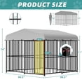 thumbnail image 3 of MEETWARM Large Outdoor Dog Kennel, Metal Heavy Duty Outdoor Indoor Pet Playpen, Anti-Rust Outdoor Dog Fence Dog Pens with Anti-UV & Waterproof Top Cover and Secure Lock for Backyard, 8'L x 8'W x 6'H, 3 of 8