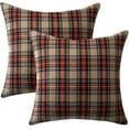 thumbnail image 6 of Christmas Set of 2 Scottish Tartan Throw Pillow Covers Farmhouse Classic Plaid Decorative Couch Pillows Home Decor for Sofa Living Room Bed 20x20 Inch, Khaki, 6 of 11
