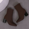 thumbnail image 3 of B91xZ Bottines Chelsea pour Femmes Mode Fermeture Éclair Latérale Boucle, Marron 8.5, 3 of 5