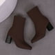 thumbnail image 3 of NECHOLOGY Botas Mujer Adulto Femenino Zapatos Botines para mujer Botas de mujer de tela con punta cuadrada y tacón y grueso Color sólido Media Botas de tamaño Botines Botas (Brown, 7), 3 of 6