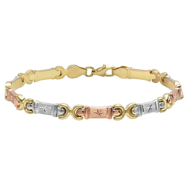 PORI JEWELERS - Jewelers 3-Tone 10K Gold Bonded Stampato Chain Bracelet ...