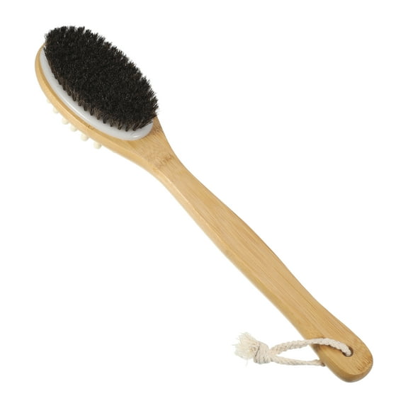 Unique Bargains 1 Pc Long Handle Bath Brush Double Side Body Scrubber for Shower 15.75"x3.03" Deep Brown