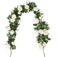 thumbnail image 4 of Nvzi 3 piezas de 6,56 pies de flores artificiales de rosa de seda para colgar en la boda, guirnaldas para decoración del hogar, exterior e interior, flores (blancas), 4 of 5