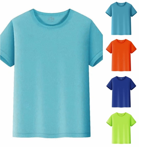 RMGVDSD Boys Short Sleeve T Shirts Kids Summer Crewneck T-Shirts Solid Color Casual Plain Tops Basic Tees Children's T Shirts 2-3 Years