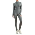 thumbnail image 1 of SUNSIOM Combinaison pour Femmes, Manches Longues Col Montant Zippée Unie Coupe Ajustée Barboteuse Décontractée pour Dames, 1 of 6