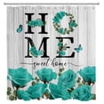thumbnail image 3 of Peacock Blue Rose Butterfly Letter Shower Curtain for Bathroom Romantic Rose Floral Letter Home Bath Shower Curtain Summer Waterproof Fabric Curtain Shower with 12 Hooks, 72x78 inch, 3 of 6