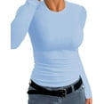 thumbnail image 2 of Womens Ribbed Crewneck Long Sleeve Shirts Slim Fit Basic Tunic Tops Tees, 2 of 4