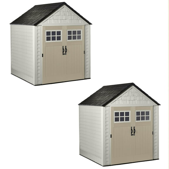 Rubbermaid 7x7 Ft Durable Weatherproof Resin Outdoor Storage Shed, (2 Pack)