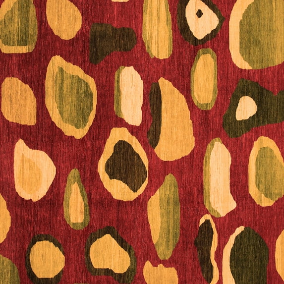 Ahgly Company Indoor Square Abstract Orange Modern Area Rugs, 8' Square