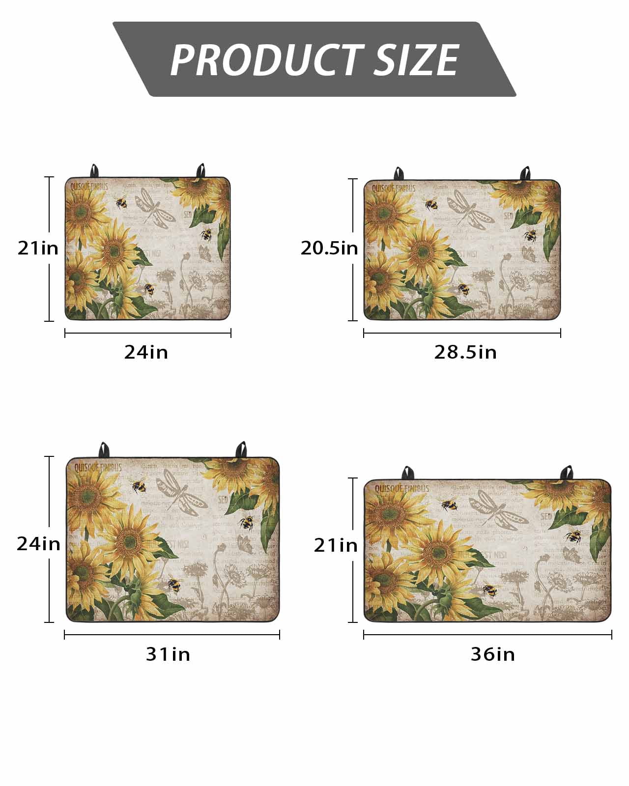 Stove Top Covers for Electric Stove, Sunflowers Glass Stovetop Cover Protector, Vintage Yellow Floral Farm Butterfly Induction Cooktop Protector Oven Mat for Kitchen Countertop 24"x21"