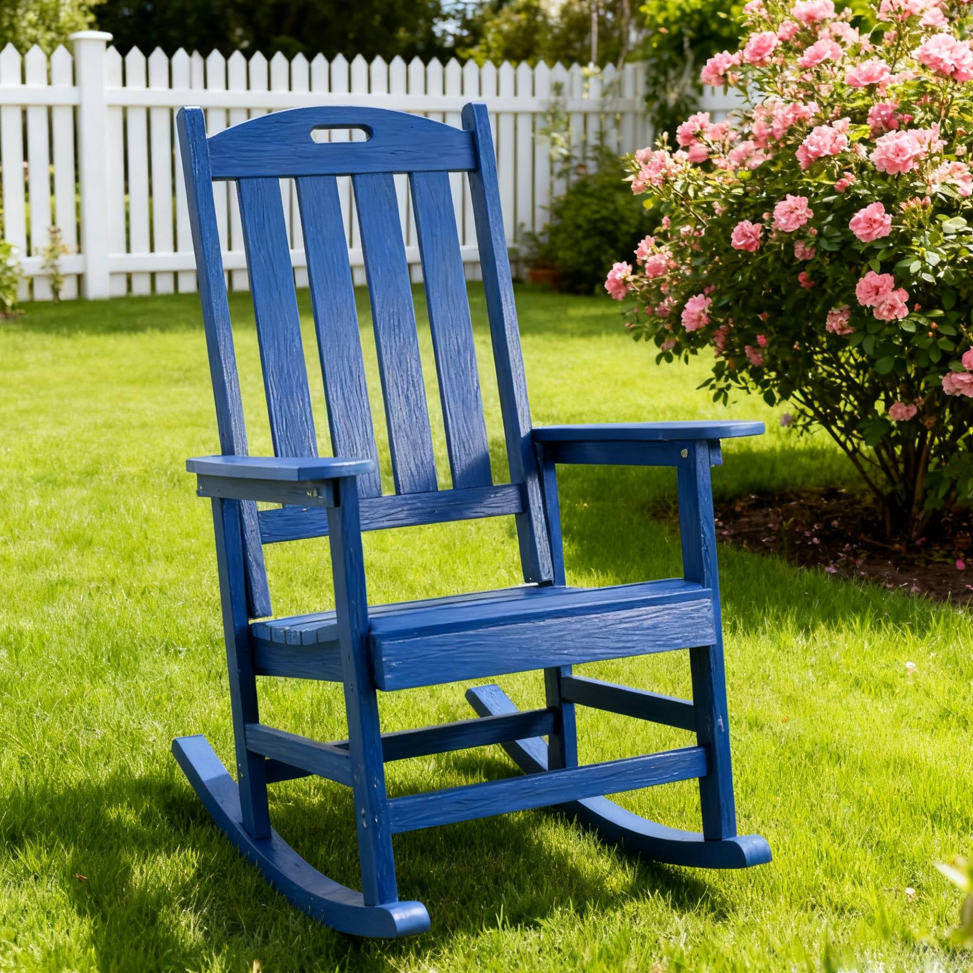 All Season Patio Rocking Chair, Leisure Swing Chair for Outdoor Garden Balcony Relaxation Daily Rest Space, Dark Brown