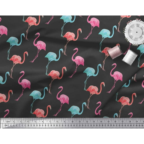 Soimoi Cotton Duck Fabric Flamingo Bird Printed Craft Fabric by The Yard 42 Inch Wide