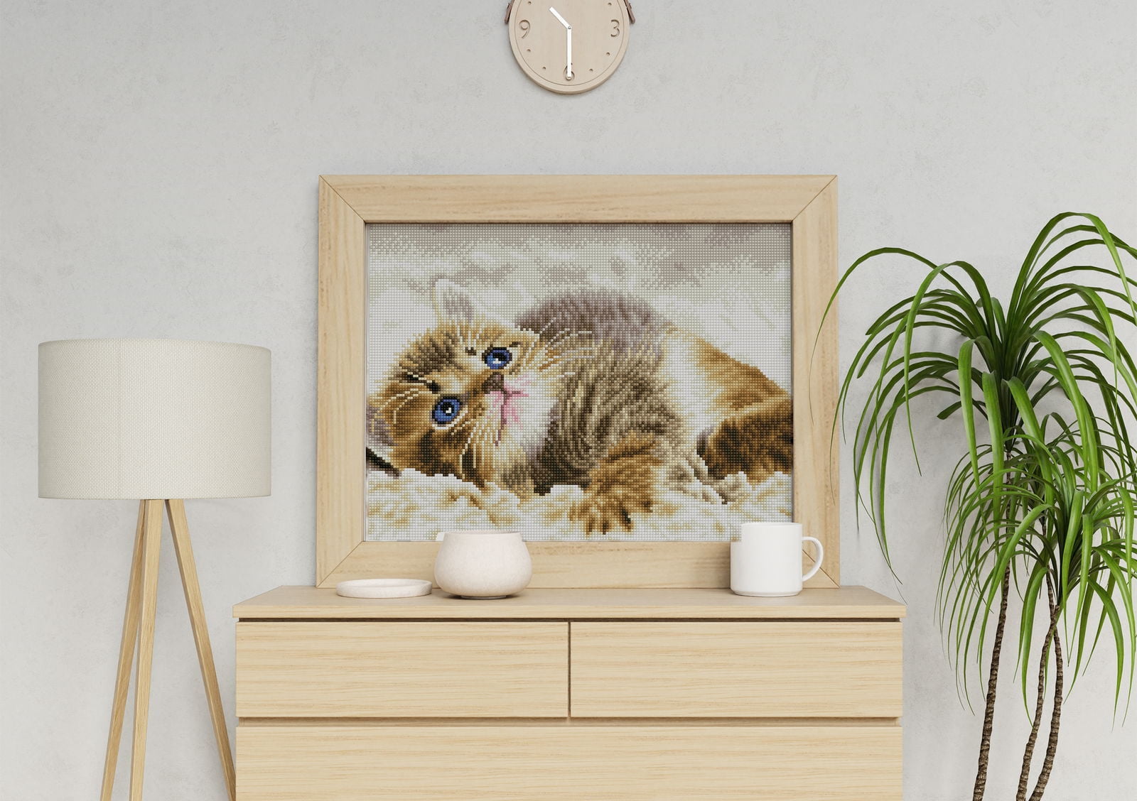 Diamond Dotz Baby Pie - Pre-Framed Kit Cat Diamond Painting Kits for Adults - Diamond Art Kits a Relaxing Creative Craft Kit with Dotz Gems 16"x12"