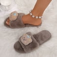 thumbnail image 2 of CHUMUD Women's Open-Toe House Slippers - Bear Print Furry Slides with Durable Sole, Cozy & Cute Indoor Fall Shoes, 2 of 9