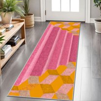 2x6 FT Kitchen Runner Rugs Non Skid Washable, Faux Wool Rug Runners for Hallways Bathroom Carpet Runner, Soft Indoor Modern Floor Rug for Entryway Laundry Room
