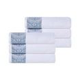 thumbnail image 2 of Superior Medallion Cotton Hand Towels, Set of 6, White/ Navy Blue, 2 of 8