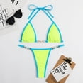 thumbnail image 1 of Traje de baño de triángulo de nailon con accesorios dorados y multicolor de bikini dividido con tiras en las axilas para mujer, 1 of 5