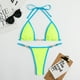thumbnail image 3 of Traje de baño de triángulo de nailon con accesorios dorados y multicolor de bikini dividido con tiras en las axilas para mujer, 3 of 6