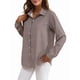 thumbnail image 1 of Camisas de Mujer con Botones, Casuales, de Larga, A Cuadros, con Estampados, Blusas Holgadas con Cuello A . Color Café XL, 1 of 8