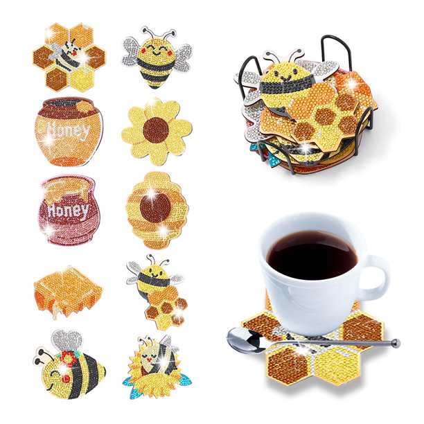 Posavasos de corcho DIY Kit de posavasos de pintura de diamante reutilizable para protección de mesa FLhrweasw Nuevo