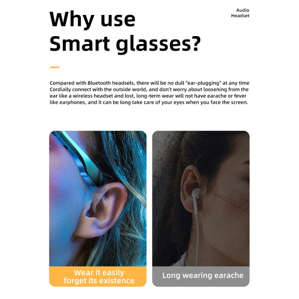 Wireless Bluetooth MP3 Sunglasses Music Sunglasses Bluetooth 5.0 Handfree Headphone for iPhone Samsung Most Smartphone or PC Waterproof Running Smart Bluetooth Glasses