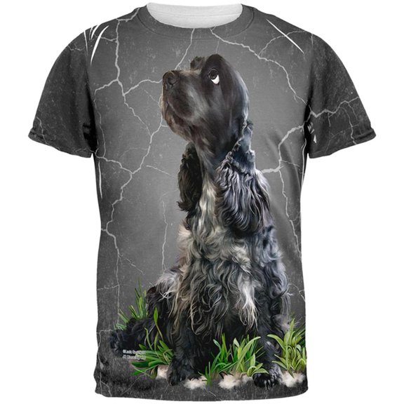 Cocker Spaniel Live Forever All Over Adult T-Shirt - 2X-Large