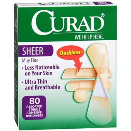 Curad Sheer Bandages Assorted Sizes 80 Each (Pack of 2)