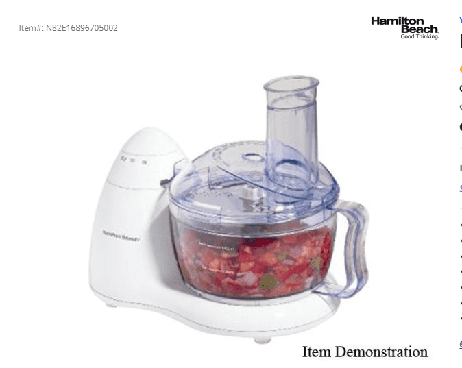Hamilton Beach 70450 White 8 Cup Bowl Food Processor