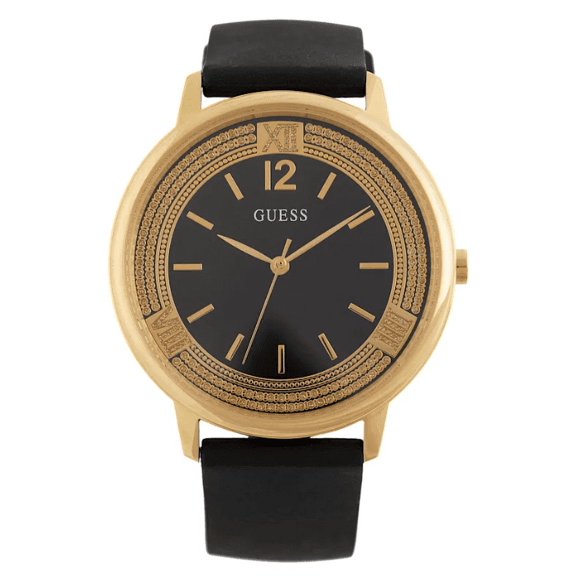 GUESS Black Silicone and Gold-Tone Watch U1326L1