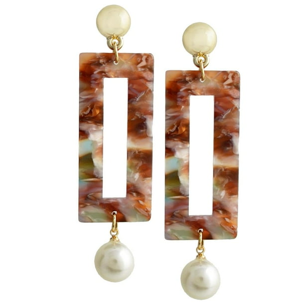 Moda Gota Pendientes Pendientes Declaración Rectángulo Geométrico Pendiente Gris marrón Sunnimix pendientes colgantes rectangulares