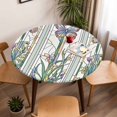 thumbnail image 5 of Purple Butterfly Elastic Fitted Round Table Cover Green Leaves Floral Waterproof Outdoor Tablecloth for Holiday Party, Picnic, Patio & Dining Fits Tables Up to 36"-44", 5 of 8