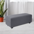 thumbnail image 3 of QJUHUNG Stretch Indoor Ottoman Slipcover Jacquard Rectangle Footstool Cover Dark Gray X-Large, 3 of 7