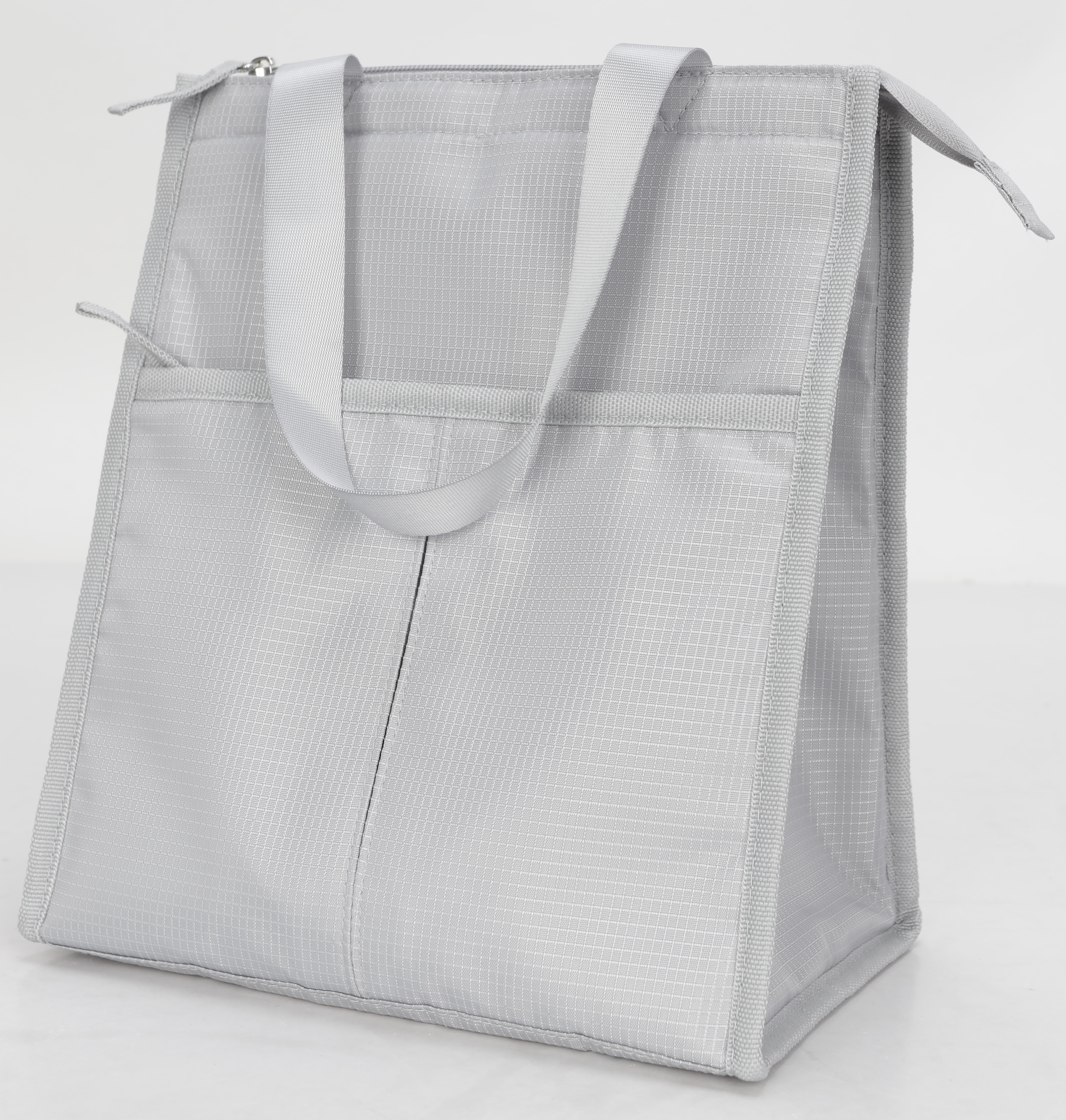 Mainstays Gray Reusable Polyester Lunch Bag with Zippered Main Pocket, Ideal Use for Workday Meals and Travel