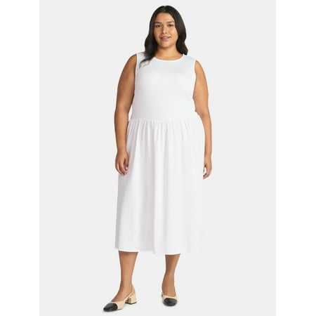 Time and Tru Women's Plus Sleeveless Smocked Midi Dress, Size XS-4X
