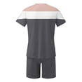thumbnail image 4 of Men's Spring Summer 2-Piece Casual Set, Color Block Short Sleeve Tee and Shorts, Breathable Outfit For Streetwear Fashion and Daily Use,Gray,6XL, 4 of 5