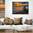 thumbnail image 3 of Designart Log on Beach During Sunset - Seashore Throw Pillow - 18x18, 3 of 4