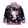 thumbnail image 6 of Xoenoiee Axolotl Butterfly Cherry Blossom Print Girls Oversized Sweatshirts Fall Sweaters Fashion Hoodies Half Zip Pullover Long Sleeve Shirts Clothes, Size 9-10 Years, 6 of 7