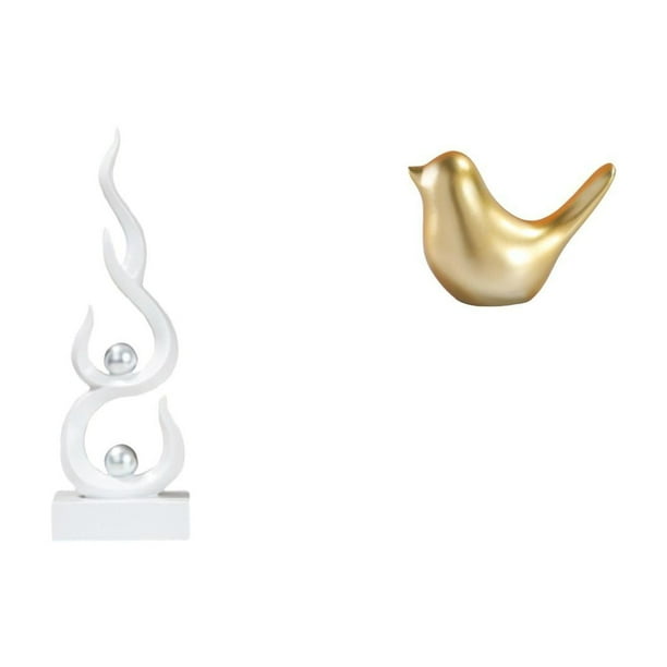 Escultura Moderna De Resina Con Forma De Pájaro Y Fuego, Figura Abstracta De Llama Y Animal Dorado, Adorno Decorativo Para El Hogar, Escritorio, Oficina, Patio, Estantería, Sala De Estar,