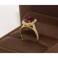 thumbnail image 3 of 3Ct Emerald Cut Simulated Red Garnet Women's Halo Engagement Ring 14K Yellow Gold Plated, 3 of 5