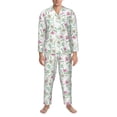 thumbnail image 3 of Naloa Lilies Flowers Men’s Pajamas Set - Long Sleeve Button Down Sleep Shirt and Pajama Bottoms Sleepwear Set-X-Large, 3 of 7