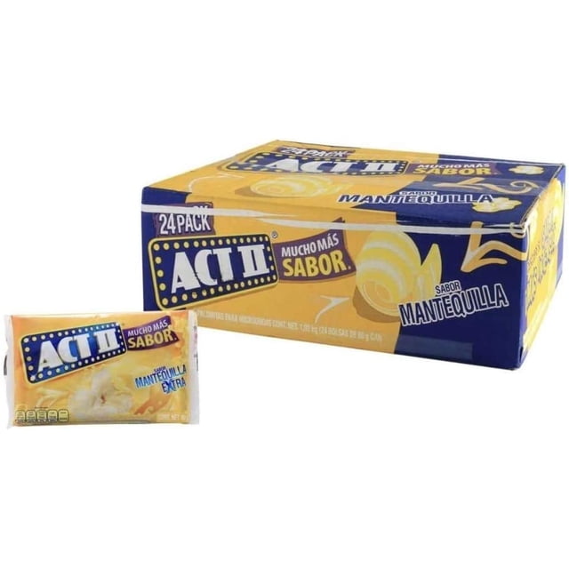 PALOMITAS DE MAIZ PARA MICROONDAS ACT II SABOR MANTEQUILLA CAJA DE 1.92 KILOGRAMOS CON 24 SOBRES DE 80 ACTII IK-Q75M-GXJV