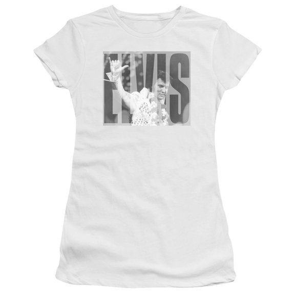 Elvis Presley Aloha Gray Premium Junior Women's Sheer T-Shirt White