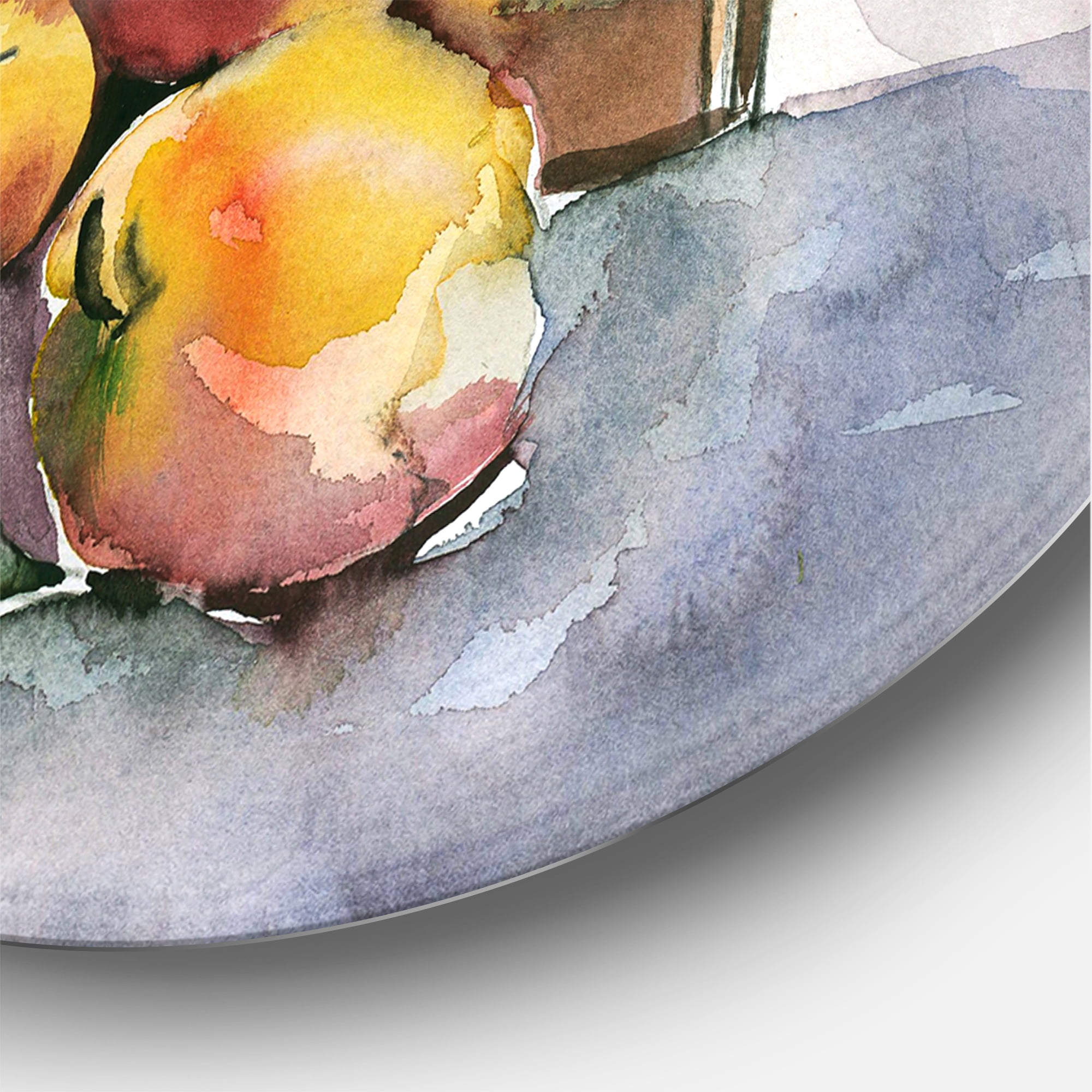 Designart 'Historic Fruits V' Farmhouse Circle Metal Wall Art 11x11 - Disc of 11