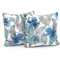 Outdoor/Indoor Pillow Covers, Patio Fade Resistant Throw Pillow Covers ONLY, Waterproof Farmhouse Accent Cushion Cases for Sofa Patio Couch Decoration 20"x20" Set of 2, Clemens Noir Blue